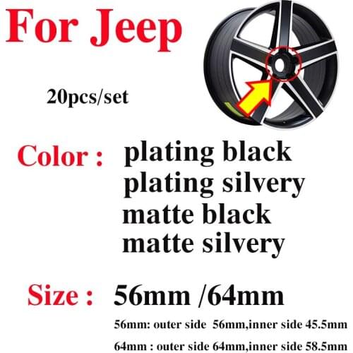 20pcs/set 64mm 56mm Auto Car Wheel Rims Hub Center Caps Rims Auto Car Wheel Logo Covers for Cherokee Liberty Rubicon Wrangler
