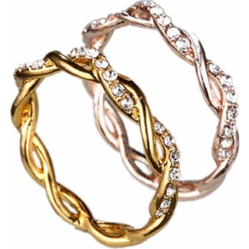 KUNIU Twist Wedding Ring Rose Gold Size 6 7 8 9 10 Twist Ring Bridal Ring For Women Girls Gift Party Wedding