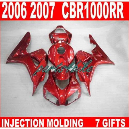 HOT beautiful glossy red motobike for HONDA cbr 1000rr 06 07 fairings free custom 2006 2007 CBR1000RR fairing IHB93