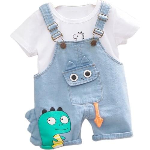 Fashion Sports Summer New Baby Girl Clothes Suit Children Boys Cotton T Shirt Overalls 2Pcs/sets Toddler Costume Kids Sportswear