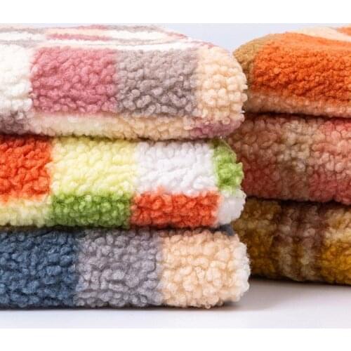 50X160cm Soft Fluffy Teddy Fleece Fabric Thick Warm Plaid Check Winter Boucle Fabrics For Sewing Coat Doll DIY Crafts Tissus