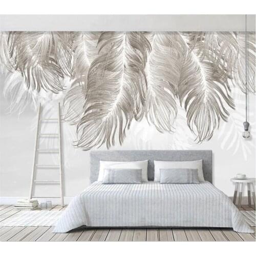 Custom wallpaper 3d mural Nordic modern minimalist hand-painted feather TV background wall living room bedroom restaurant mural