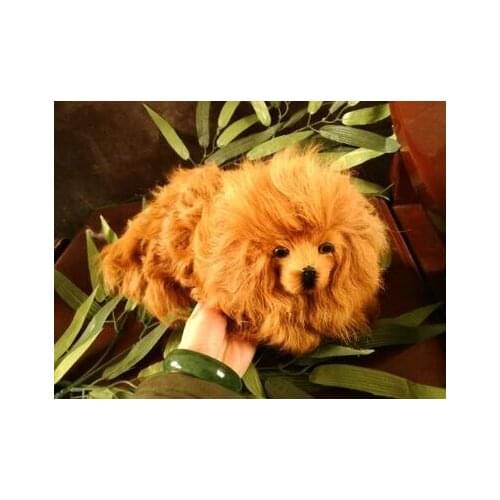 New simulation Golden retriever toy polyethylene & furs lying golden dog doll gift about 28x16cm 259