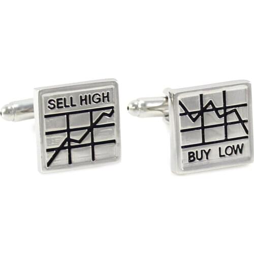 Novelty Square Buy Low Sell High Cuff Links Fathers Day Gift Cuff Links Birthday Wedding Gifts Cuff Links