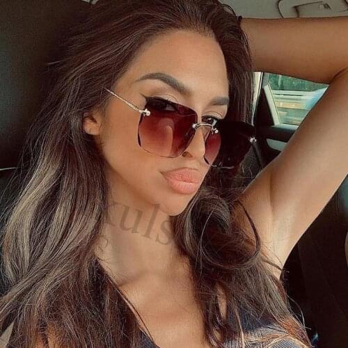 New Fashion Rimless Sunglasses For Women Big Luxury Brand Designer Sun Glasses Female Gradient Shades Womens Accessories UV400
