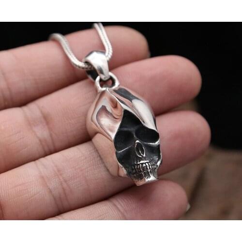 Wholesale S925 Sterling Silver Jewelry Retro Thai Silver Punk Fashion Simple Skull Assassin Personality Pendant