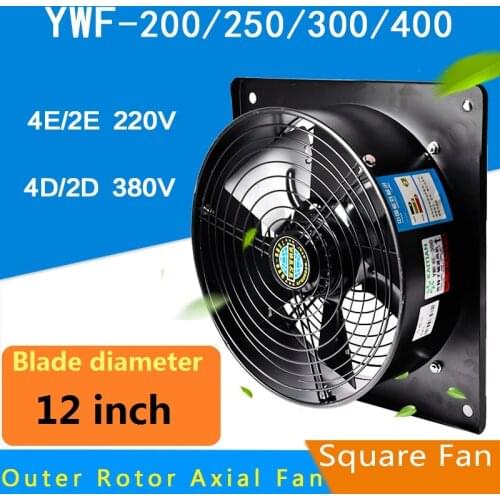 12inch 220/380V 90/160W Square Outer Rotor Axial Fan Industrial fan Suitable for Workshops, Warehouses, etc