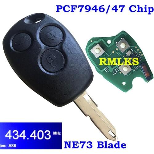 PCF7946/PCF7947 Chip 433MHz 3 Buttons Remote Key Fob For Renault Duster Logan Fluence Clio Vivaro Master Traffic Kangoo NE73