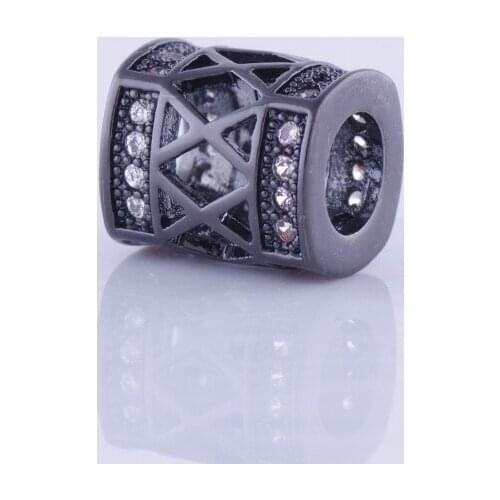 Perles en gros Micro Pave CZ Rhinestone Copper Bead For Jewelry Making Large Hole Hollow Beads DIY Bracelet Necklace Accessories