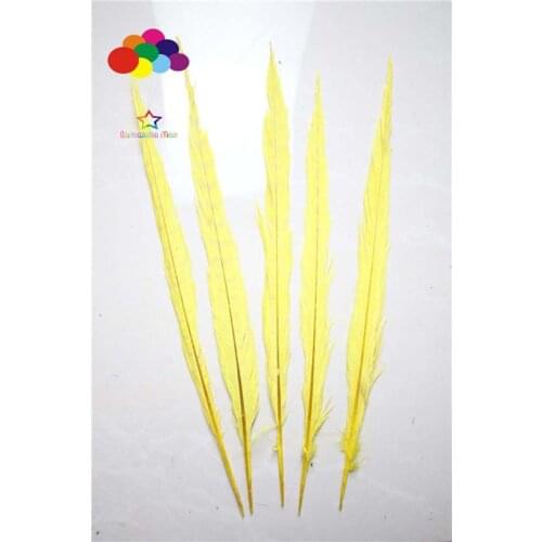 100pcs 16-22inch/40-55cm mountain pheasant feathers faded yellow 100% Natural tail for carnival feathers Diy costume mask