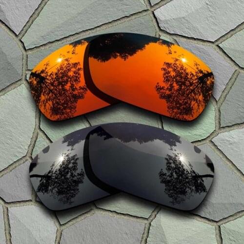 Grey Black&Red Orange Sunglasses Polarized Replacement Lenses for Oakley Hijinx
