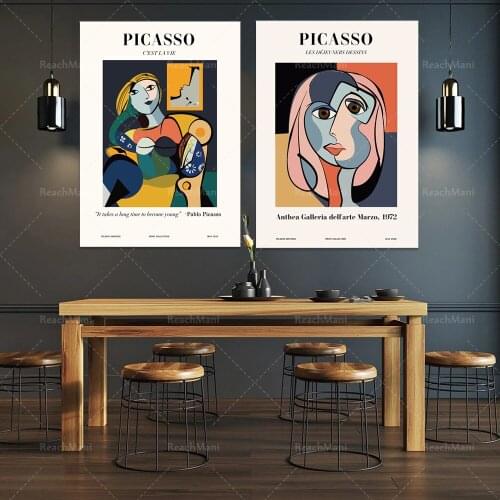 Picasso prints, mid-century prints, exhibition posters, museum posters, Picasso murals, minimalist home decoration mid-century m