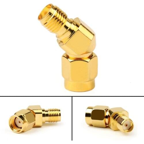 Areyourshop SMA Female to RP-SMA Male Connector 45 Degree 135 Angle Adapter For FPV 50 Ohm 1/4PCS High Quality Connector