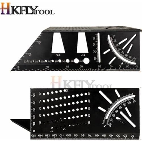 Aluminum Alloy 3D Mitre Angle Measuring Ruler 45 90 Degree Square Woodworking Angle Ruler Multifunctional Marking Gauge Tool