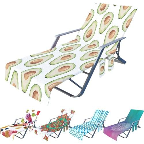 Universal Beach Bed Chair Cover Fashion Pool Sun Lounger Decoration Seat Protector Case With Side Storage Pocket Summer Outdoor