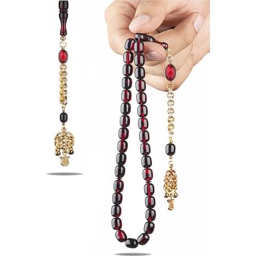 Vip Amber Original Squeezing Amber Prayer Beads 24 K Gold Plated Special Design Tassels Faris Master Rosary Turkish handmade Islamic