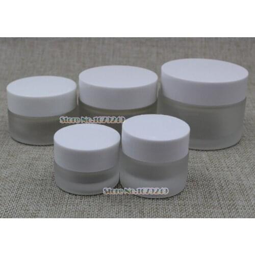 5g White cap Frosted Glass Jar Empty Cream Jars Cosmetic Packaging Containers cosmetic jar,plastic cap jar 100pcs/lot