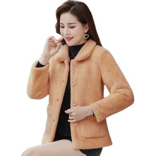 Women Imitate Mink Fleece Overcoat 2021 Female Fall Winter Thicken The Fur Jacket Middle-aged Mother Woolen Coat Women Jackets