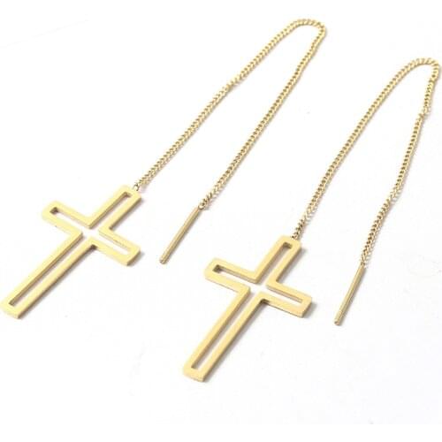 Womens Cross Earrings Korean Stainless Steel Moon Earrings Fashion Geometric Pendant Earrings Female Jewelry Jewelry