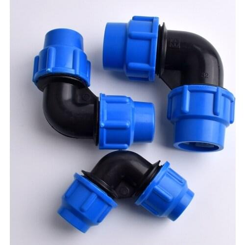 1pc 20~63mm L Type Blue PE Garden Right Angle Elbow Connector Water Pipe Connectors farmland Agricultural Irrigation Fittings