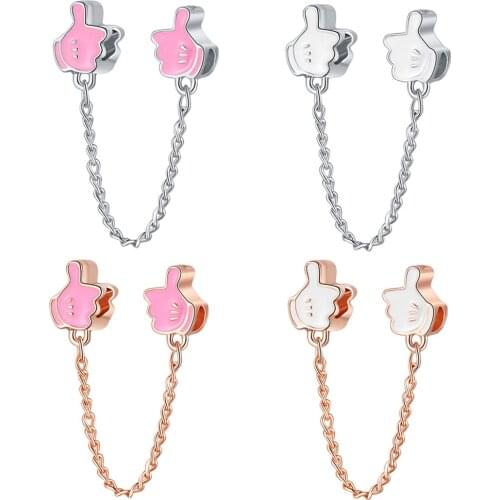 1Pcs New Cute Thumbs Up Chain Pendant DIY Beads Suitable for Original Pandora Charm Bracelet Ladies Jewelry Making Gifts