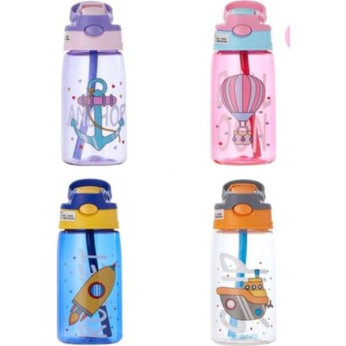 480ML Kids Water Cup Creative Cartoon Baby Feeding Cups With Straws Leakproof Water Bottles Outdoor Portable Childrens Cups