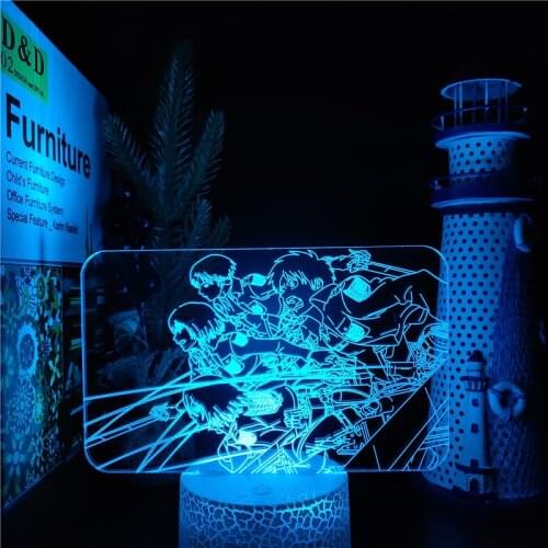 Attack On Titans Levi Ackerman Mikasa Eren Anime Led Night Light 3D Lamp IllusionNightlight for Kids Child Birthday Manga Gift