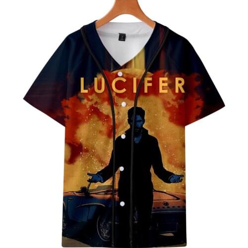 Lucifer Morningstar Baseball T-shirt Men Women Hip Hop Short Sleeve 3D Print Baseball Jersey Tee Shirt Street Wear Summer Tops