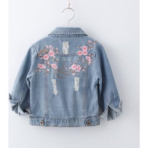 Big girls coats 2019 new spring top autumn children jackets long sleeves denim outerwear clothes baby kids embroidery clothing