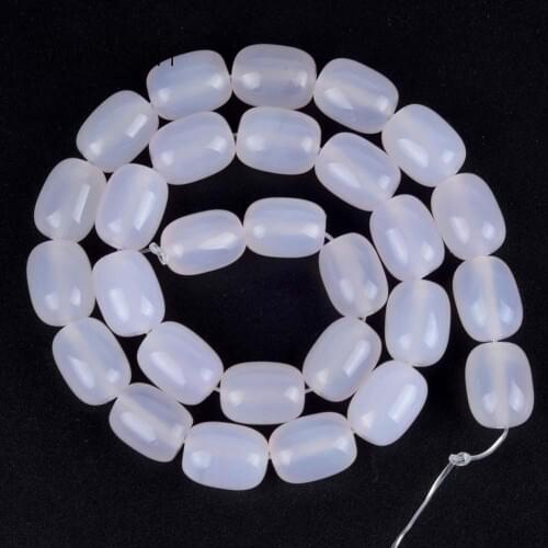 Natural Gem White Agates Barrel Shape Beads For Jewelry Making 11*14mm 28pcs Spacer Loose Beads Diy Bracelet Accessories 15