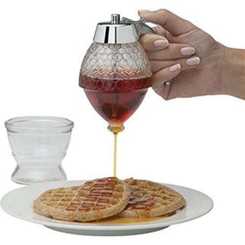 Squeeze Bottle Syrup Juice Dispenser Acrylic Honey Syrup Dispenser Honey Pot Container Kitchen Cans Preserved