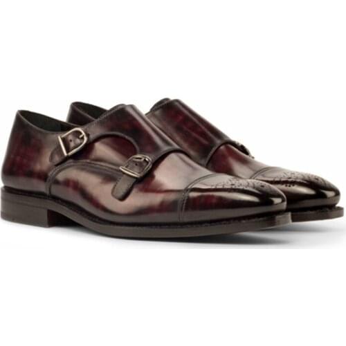 Double Monk Style Bridegroom Dress Formal Office Best Men Shoes fashion Vintage Original Designer Shoes for Man