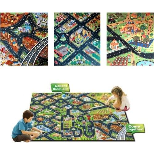 80x70cm Kids Play Mat Traffic Highway Routes City Scene Map Model Car Toy Game Pad Interactive Developing Crawling Mat