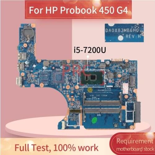 For HP Probook 440 450 G4 I5-7200U Notebook Mainboard DA0X83MB6H0 SR2ZU DDR4 Laptop Motherboard