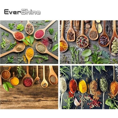 Evershine 5D DIY Diamond Painting Seasoning Cross Stitch Diamond Embroidery Full Square Picture Rhinestones Kitchen Wall Decor