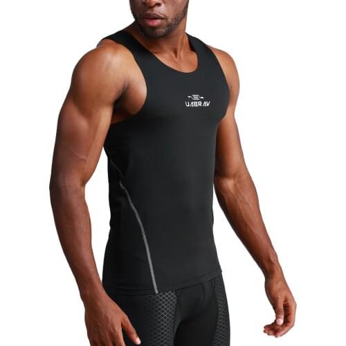 Summer Sports T Shirt Men Sleeveless Quick Dry Fit T-Shirt Compression Stretch Top Workout Fitness Training Running Shirts