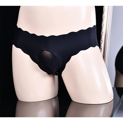 Hottest! Mens 2021 New Ice Silk Briefs! Low Waist Soft Gay Man Erotic Seamless One Piece Wave Cock Pouch Bag Brief Underwear