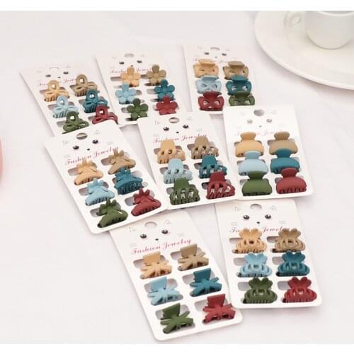 Fine Trendy Hair Accessories 6Pcs/Set Mini Size Small Frosted Plastic Hair Claw Clips Flower To Hair Clip For Girls Decoration