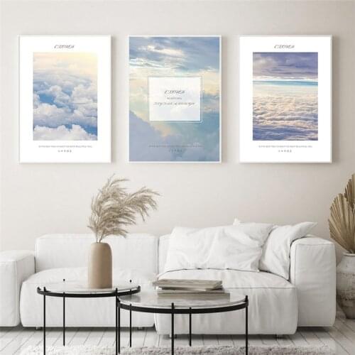 The World Is Beautiful Blue Sky and White Clouds Landscape Drawing Makes Your Dream Come True Fashion Bookmark Poster Room Decor