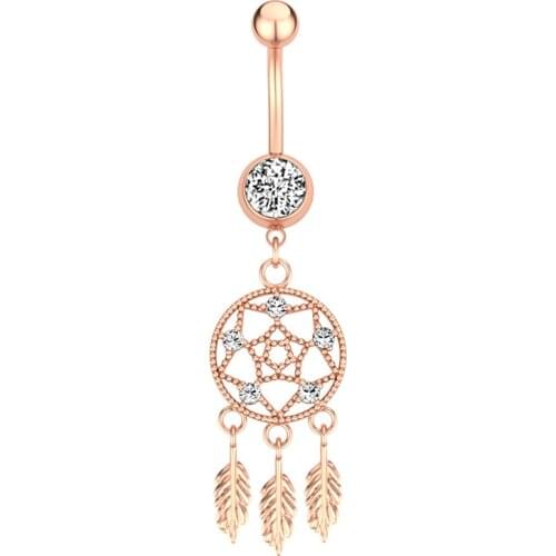 Stainless Steel Crystal Dream Catcher Belly Ring Navel Piercing Body Jewelry