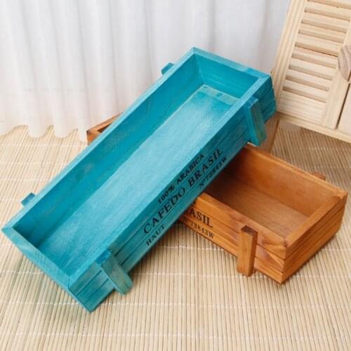 W3JA Vintage Wood Garden Flower Planter Succulent Pot Rectangle Trough Box Plant Bed
