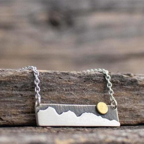 New Creative Sunrise Inspirational Necklace Simple Mountain Geometric Necklace Banquet Party Jewelry