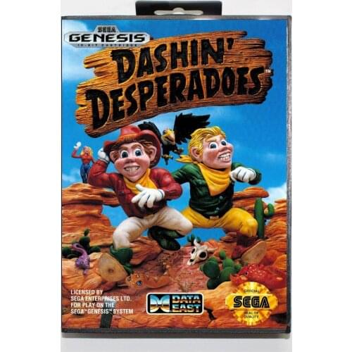 New Arrival 16 bit Sega MD game Cartridge with Retail box - Dashin' Desperados game card for Megadrive Genesis system