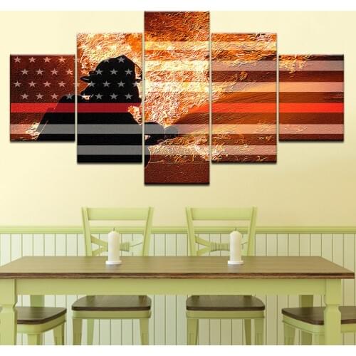 The fire flag 5 piece Wallpapers modern Modular Poster art Canvas painting for Living Room Home Decor