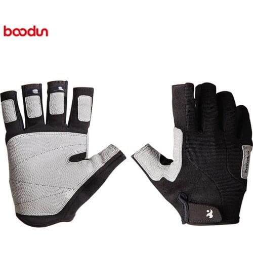 BOODUN Professional Rock Climbing Glove Wear Resistant PU Half Finger Wall Repelling Gloves Anti Slip for Mountaineer