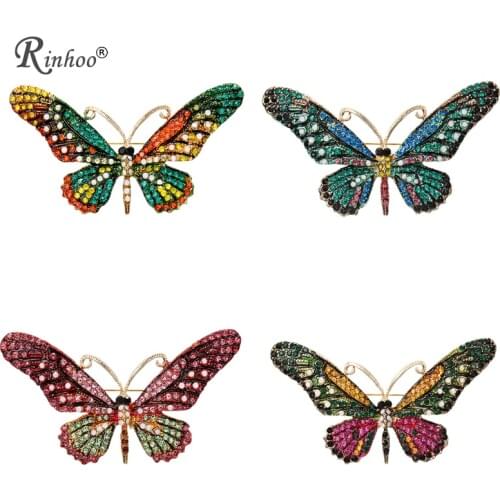 RINHOO Colorful Butterfly Brooches For Women Full Crystal Rhinestone Fashion Collar Pins Jewelry Boutonniere Brooches Pins
