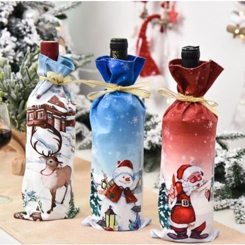 Christmas Decoration Wine Sleeve Bottle Cover Christmas Elk New Year Gift ChristmasTable Decorations Wine Bottle Storage Bags