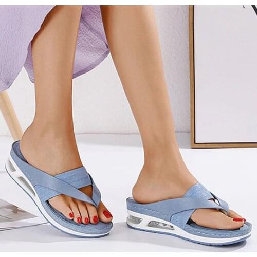 2021 Summer Women Slippers Fashion New Soft Light Comfortable Female Flip Flops Casual Solid Color Slip On Lady Wedge Slippers
