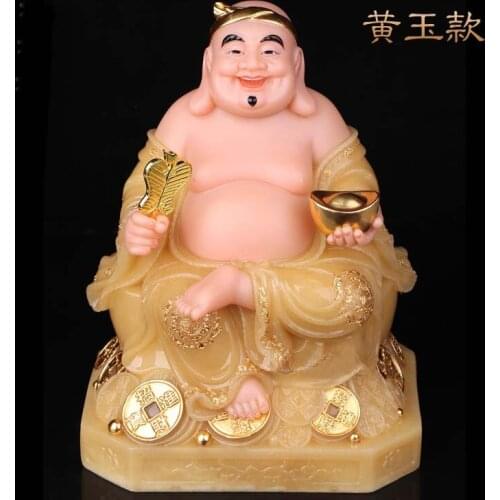 High grade gilding jade BUDDHA figure Vietnam Asia HOME shop Prosperity protection God of wealth CAI SHEN God TU DI GONG statue