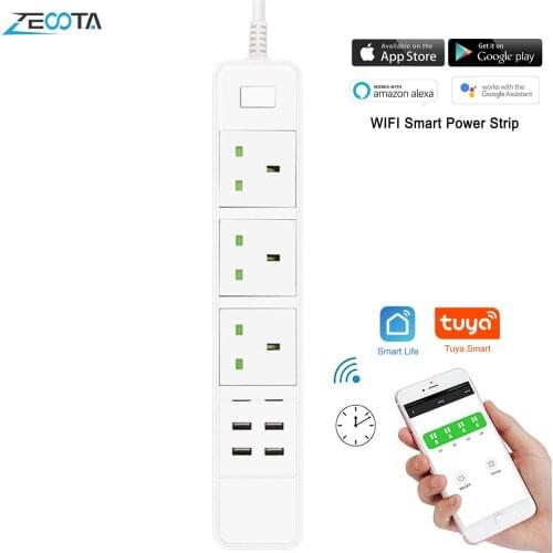 Smart Wifi Power Strip Surge Protector Multiple UK Outlets Electric Plug Socket USB Voice Remote Control by Alexa Google Home